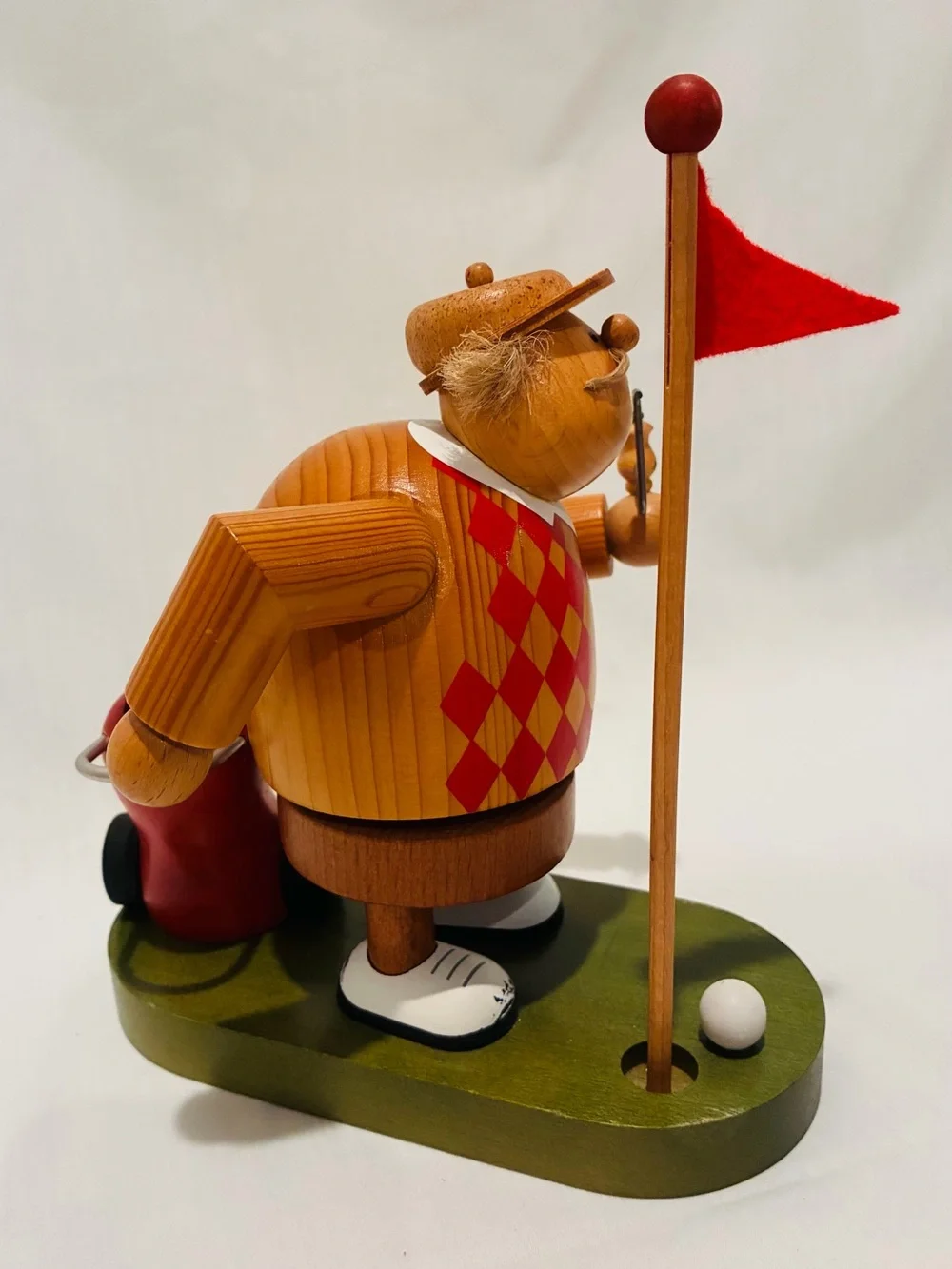 Erzgebirge Wooden Figure Golfer KWO Incence Smoker Die Dicken